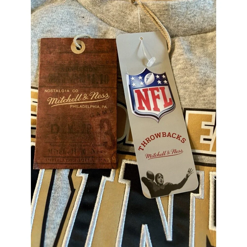 Mitchell & Ness Heather Gray New Orleans Saints Big & Tall Sweatshirt 4X NWT - Picture 10 of 11